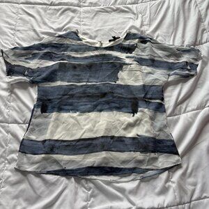 Linea Domani Womens Size Small Blue Short Sleeve‎ Blouse Office Business Casual
